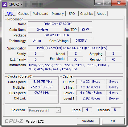 Intel Core i7-6700K in overclock a 5,20GHz studioweb22.com